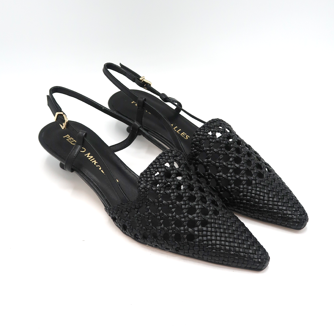 Pedro Miralles slingback trenzado negro